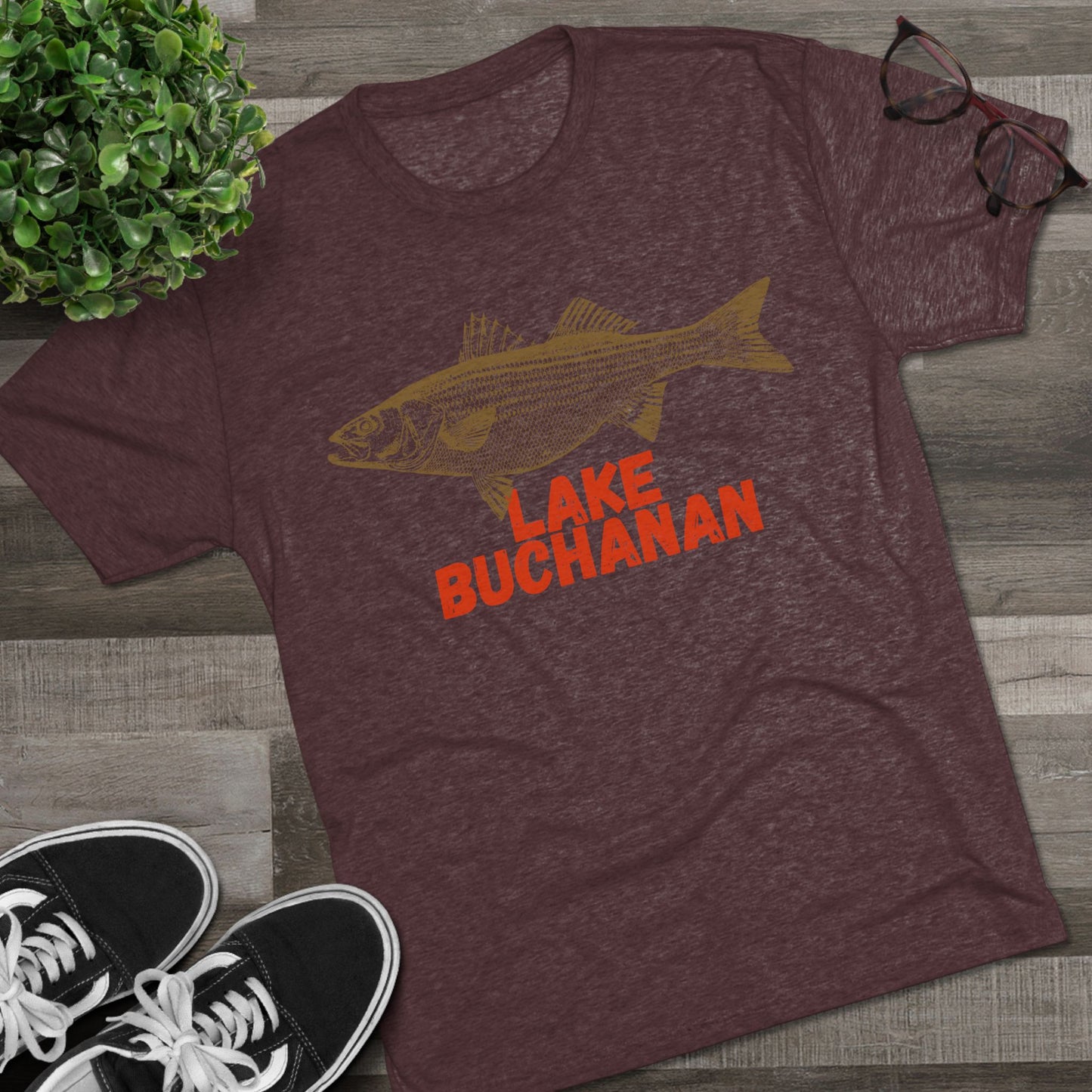 Lake Buchanan Fishing Tee, Unisex Crew Neck Shirt, Summer Lake Apparel, Gift for Fishermen, Outdoor Adventure T-Shirt, Lake House Style