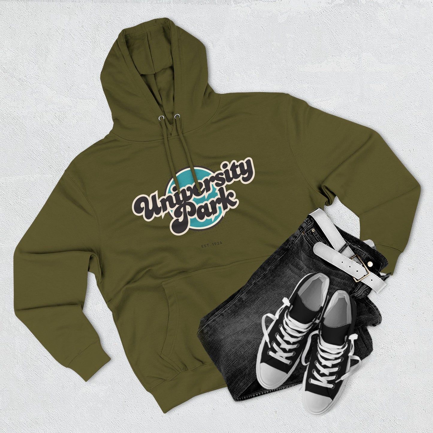 University Park Retro Vibe Hoodie for Casual Days, Streetwear, Unisex Gift, Cozy Layering Apparel