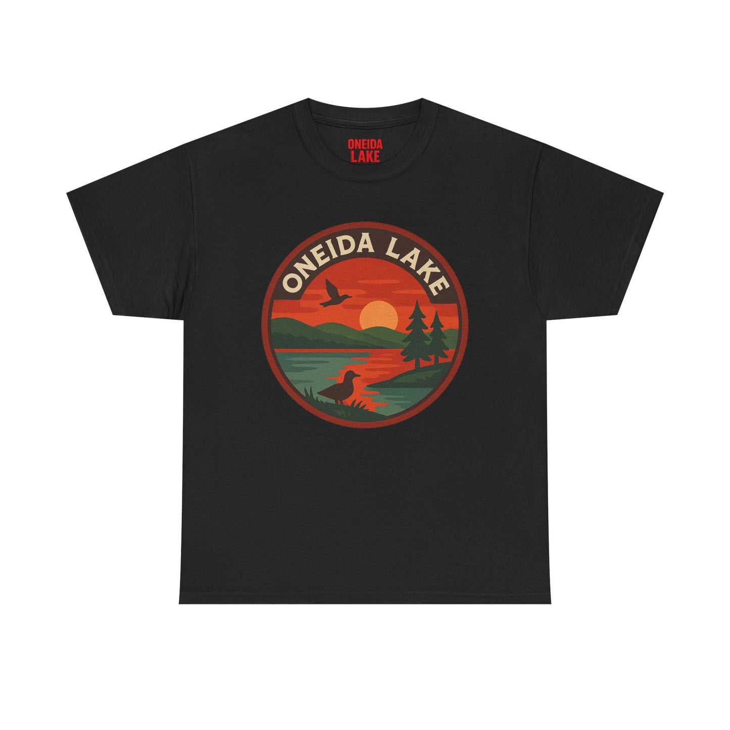 Oneida Lake Graphic Tee | Unisex Heavy Cotton T-Shirt, Nature Lover Gift, Lake Adventure Shirt, Outdoor Apparel, Vintage Lake Design