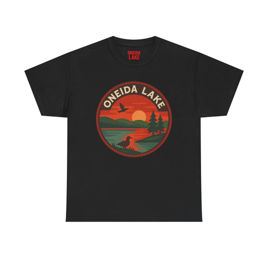 Oneida Lake Graphic Tee | Unisex Heavy Cotton T-Shirt, Nature Lover Gift, Lake Adventure Shirt, Outdoor Apparel, Vintage Lake Design
