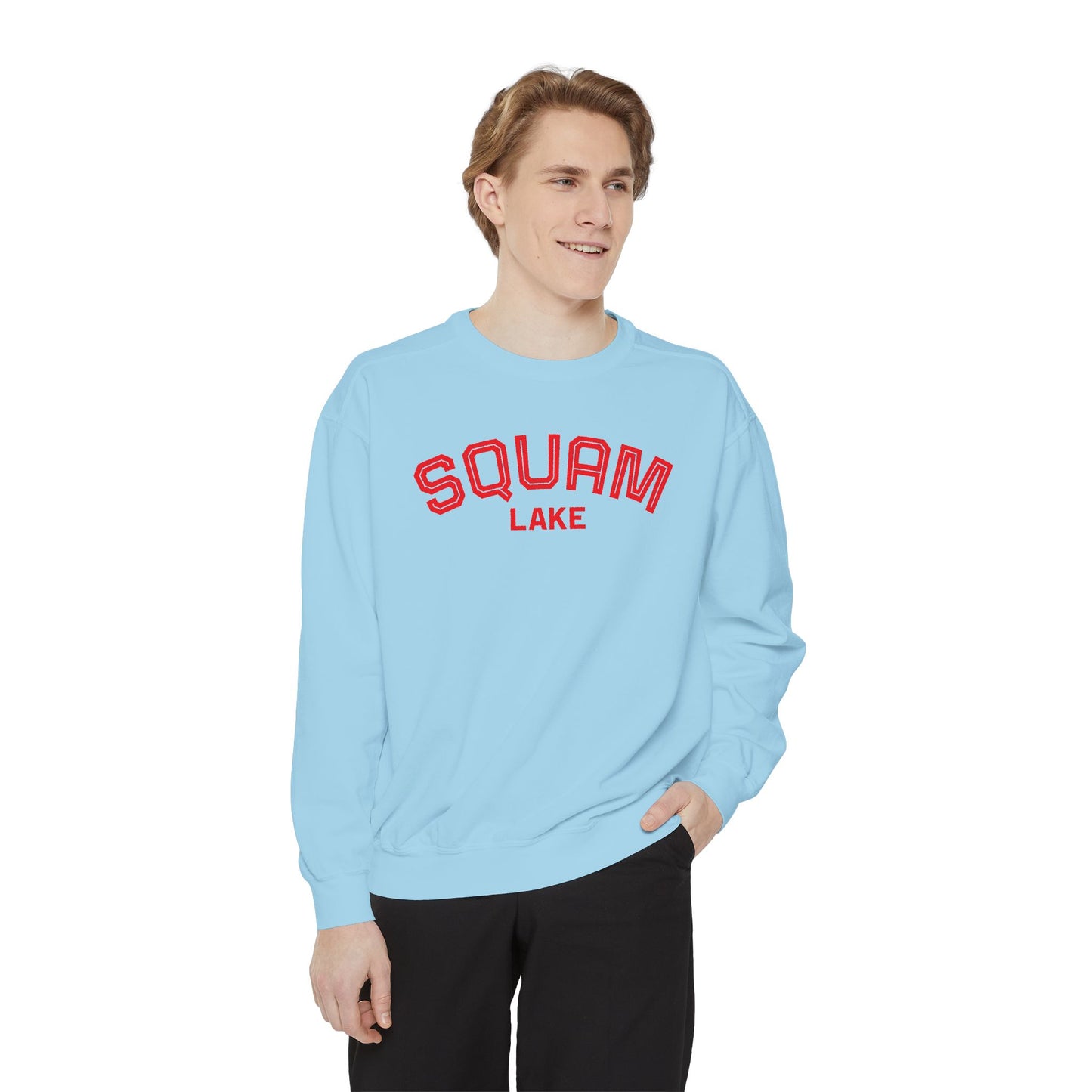 Squam Lake Unisex Garment-Dyed Sweatshirt, Cozy Casual Wear, Perfect for Lakeside Gatherings, Great for Fall, Gift for Nature Lovers