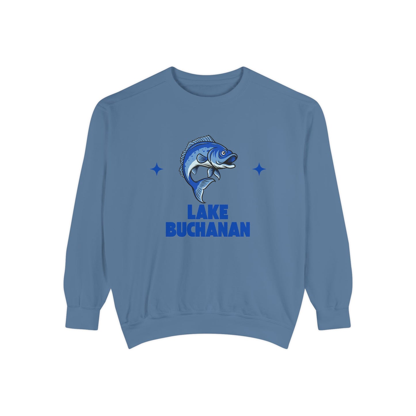 Lake Buchanan Fish Design Unisex Sweatshirt | Cozy Fishing Apparel, Casual Wear, Gift for Anglers, Lake Day Outfit, Nature Lovers Sweatshirt