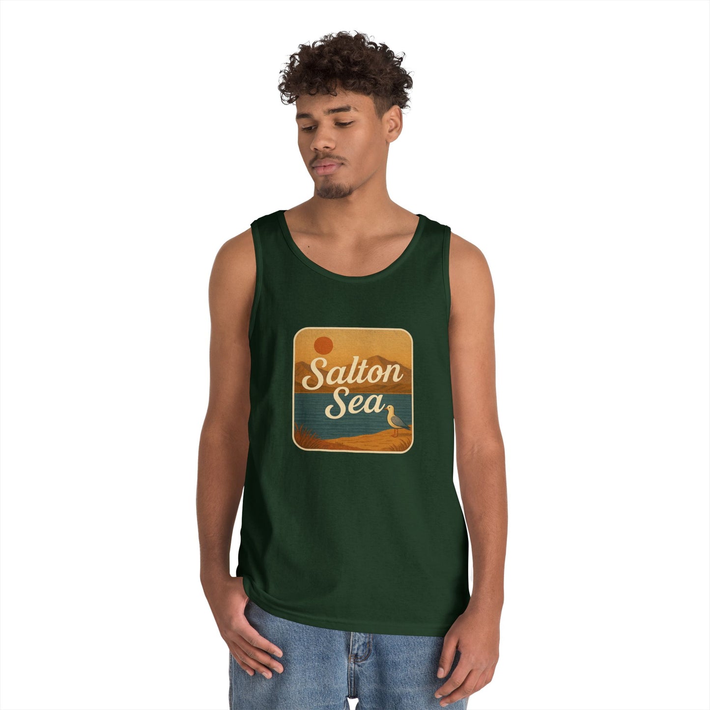 Salton Sea Vintage Unisex Heavy Cotton Tank Top, Summer Shirt, Lake Apparel, Outdoor Activity, Gift for Nature Lovers