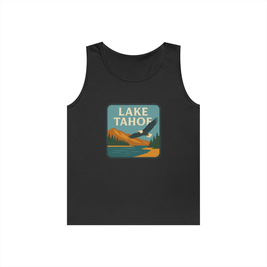 Lake Tahoe Vintage Unisex Heavy Cotton Tank Top, Summer Shirt, Lake Apparel, Outdoor Activity, Gift for Nature Lovers
