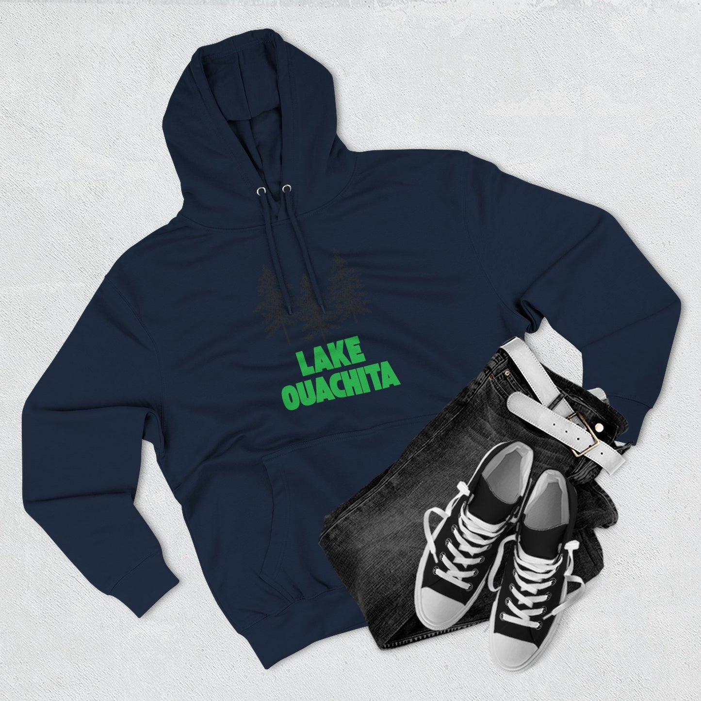 Lake Ouachita Fleece Hoodie, Cozy Sweatshirt, Outdoor Adventure Wear, Unique Gift for Lake Lovers, Perfect for Fall and Winter