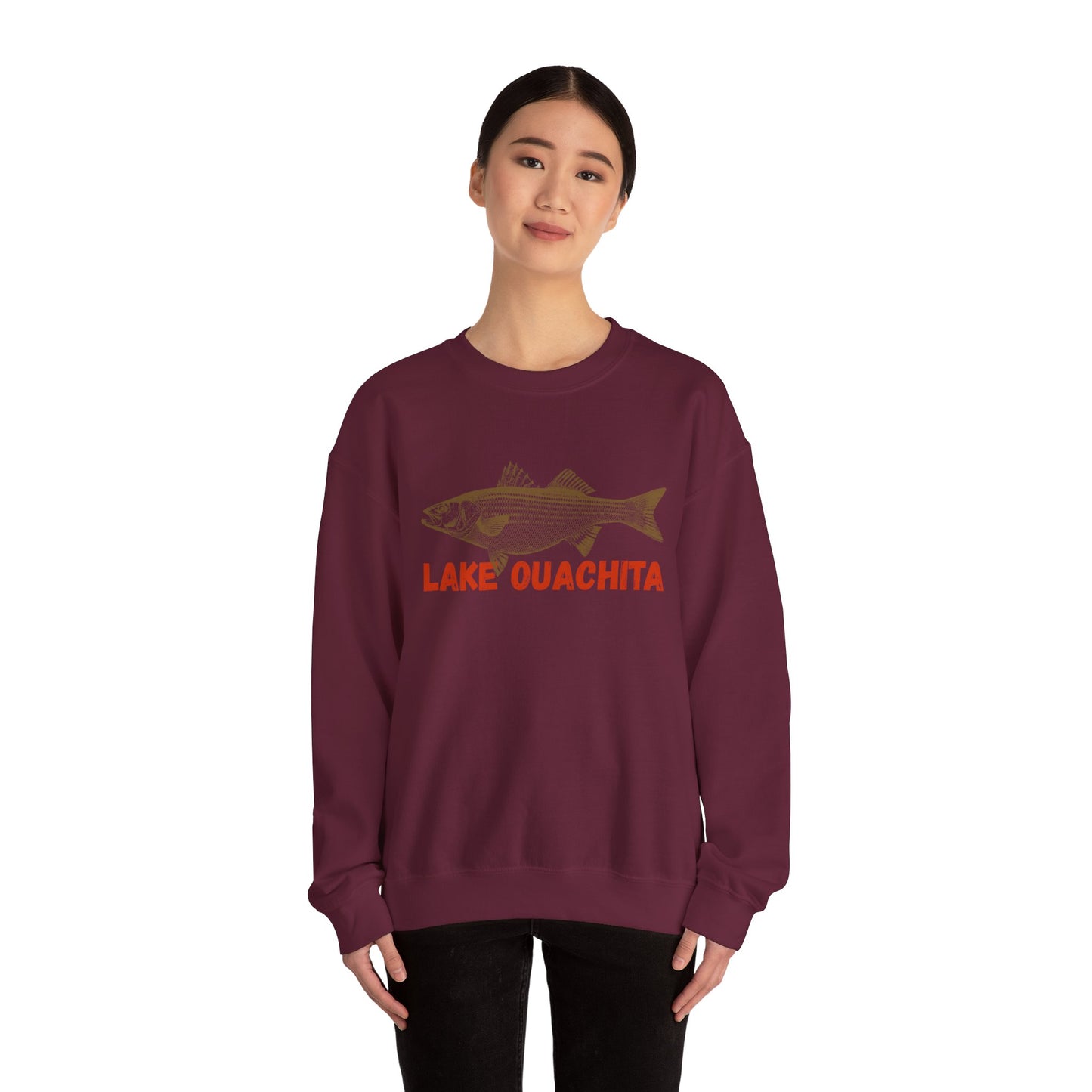 Lake Ouachita Fishing Sweatshirt, Unisex Crewneck, Casual Wear, Gift for Fishermen, Outdoor Apparel, Lake House Cozy