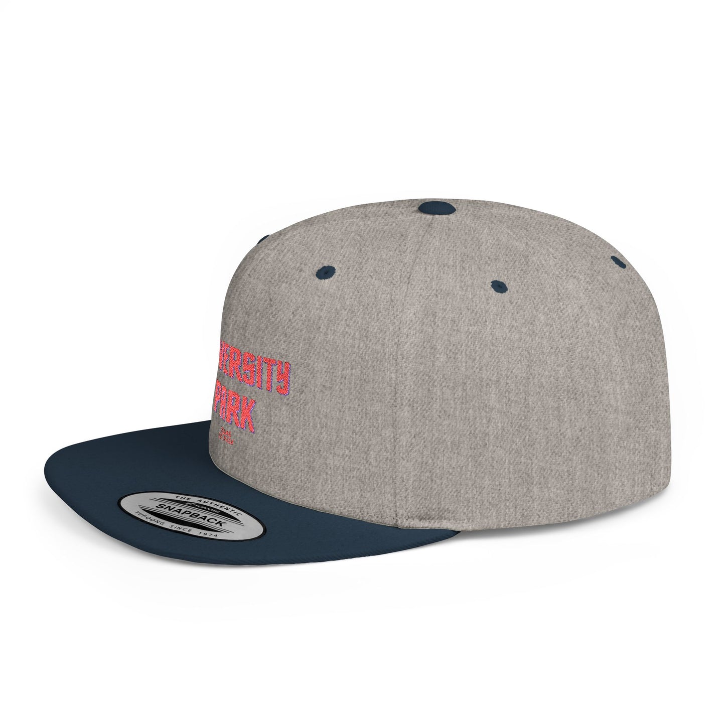 University Park Stylish Flat Bill Snapback Hat with Design, Perfect for Casual Outings, Streetwear, Gifts, Festivals, Everyday Wear