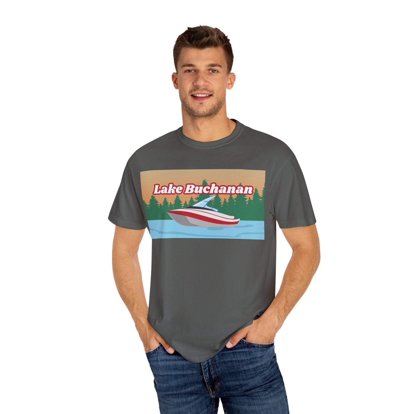 Lake Buchanan Relaxed Unisex T-Shirt, Summer Vibes Tee, Outdoor Adventure Shirt, Lake Life Apparel, Gift for Nature Lovers, Vacation Wear