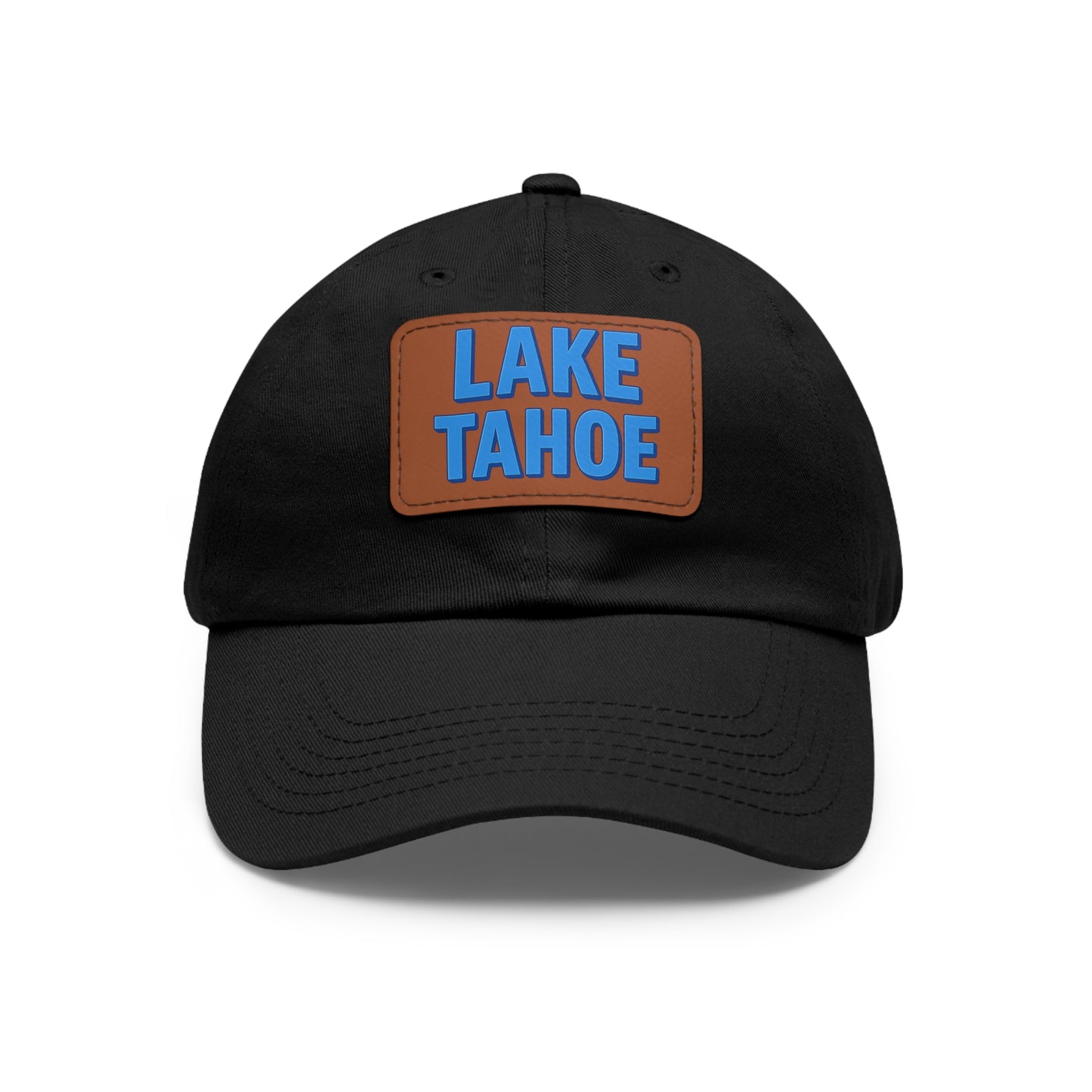 Lake Tahoe Dad Hat with Leather Patch (Rectangle)