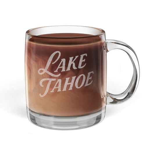 Lake Tahoe Engraved Coffee Mug - Personalized Glass Cup for Coffee Lovers, Gifts for Birthdays, Weddings, Housewarming, Custom Drinkware