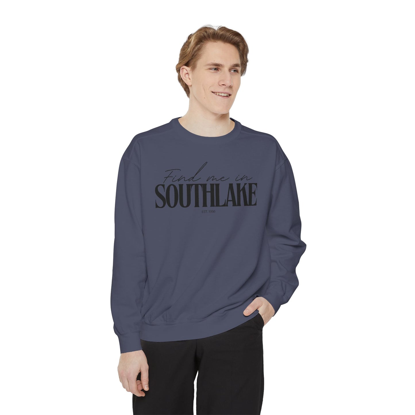 Southlake Cozy Sweatshirt, Unisex Garment-Dyed Crew, Casual Wear, Gift for Friends, Fall Fashion, Lounge Style