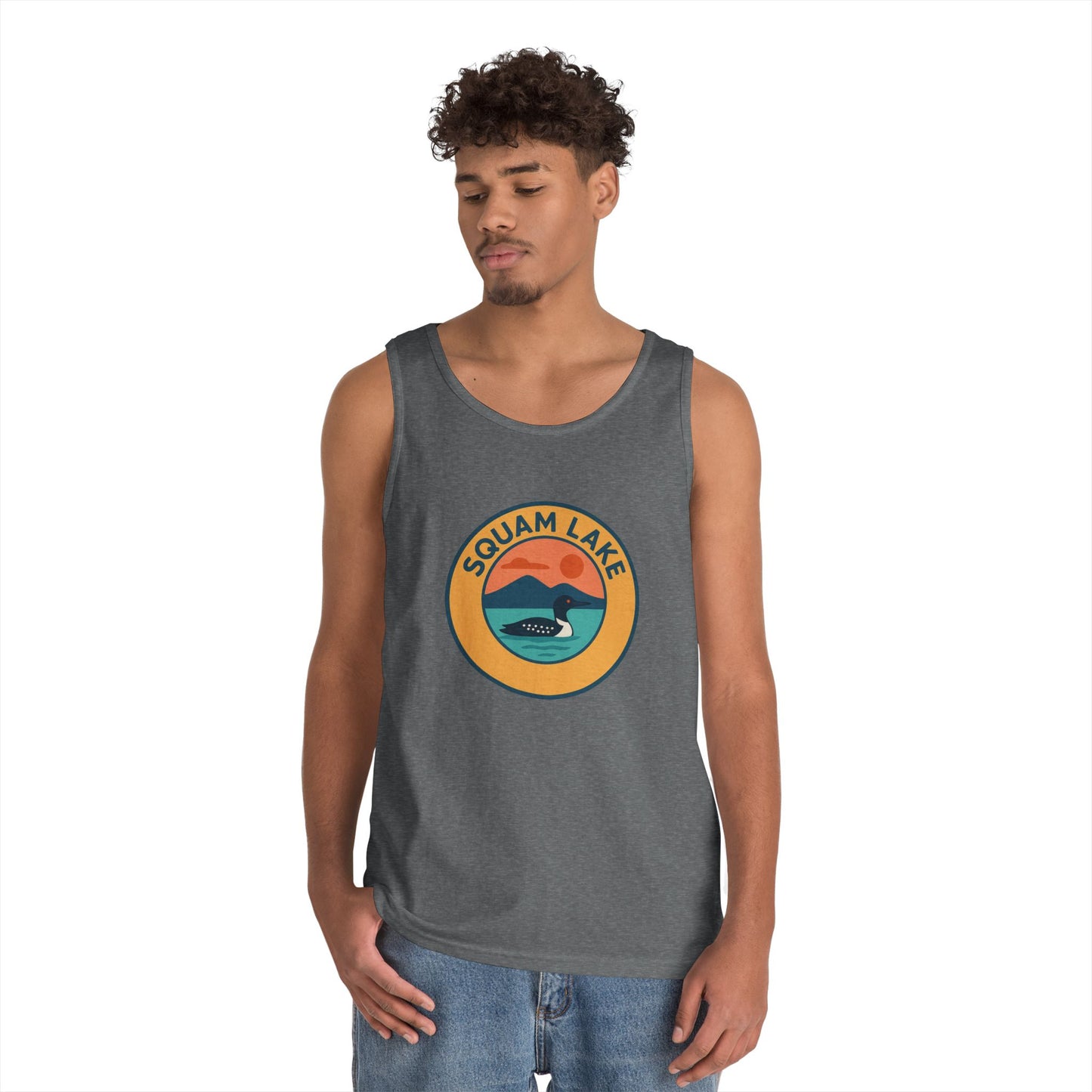 Squam Lake Vintage Unisex Heavy Cotton Tank Top, Summer Shirt, Lake Apparel, Outdoor Activity, Gift for Nature Lovers