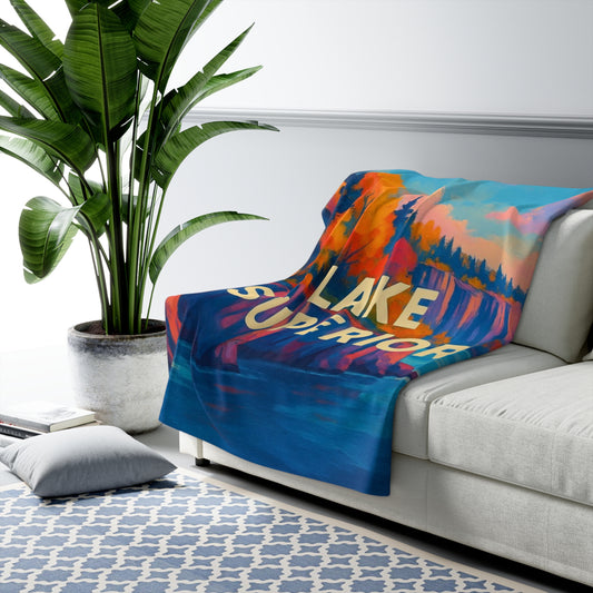 Lake Superior Sherpa Fleece Blanket
