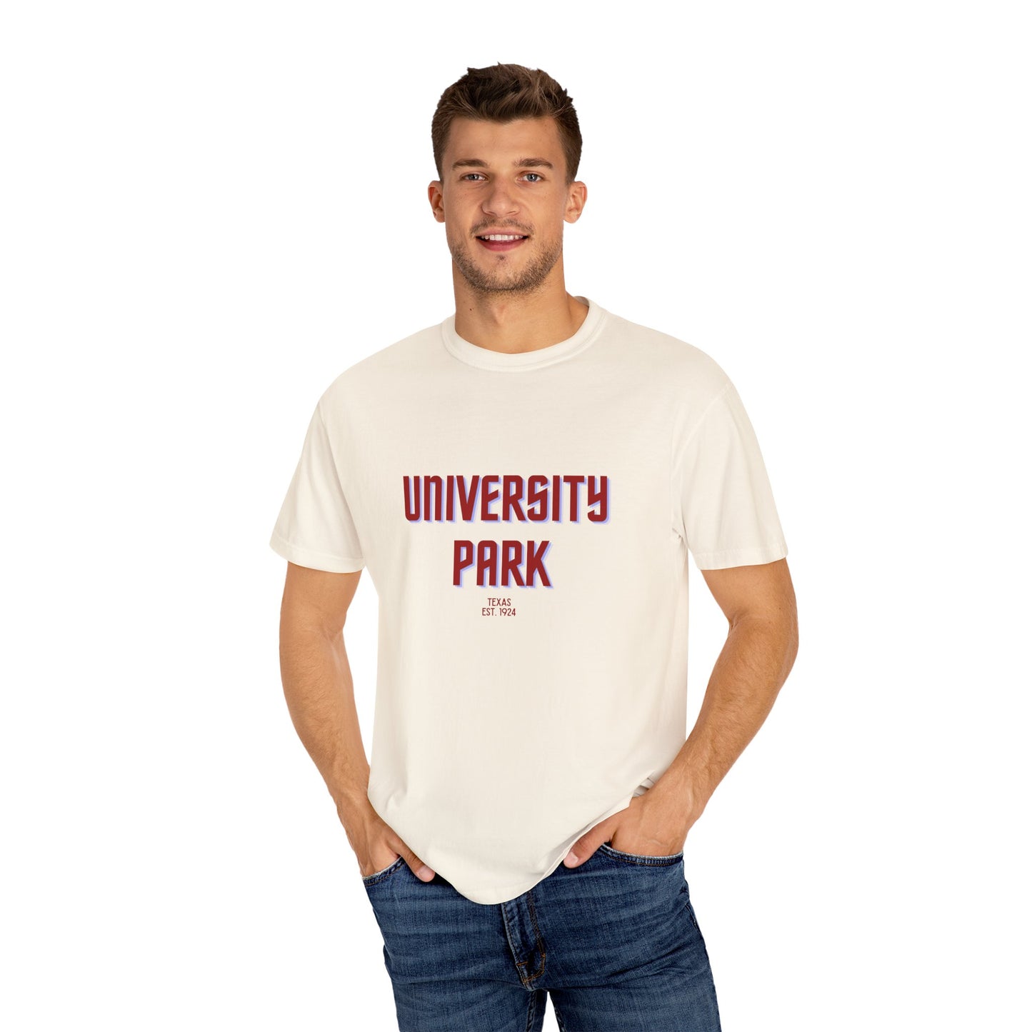 University Park Garment-Dyed Unisex T-Shirt, Casual Tee, Vintage Style Shirt, Everyday Wear, Birthday Gift, Unique Apparel