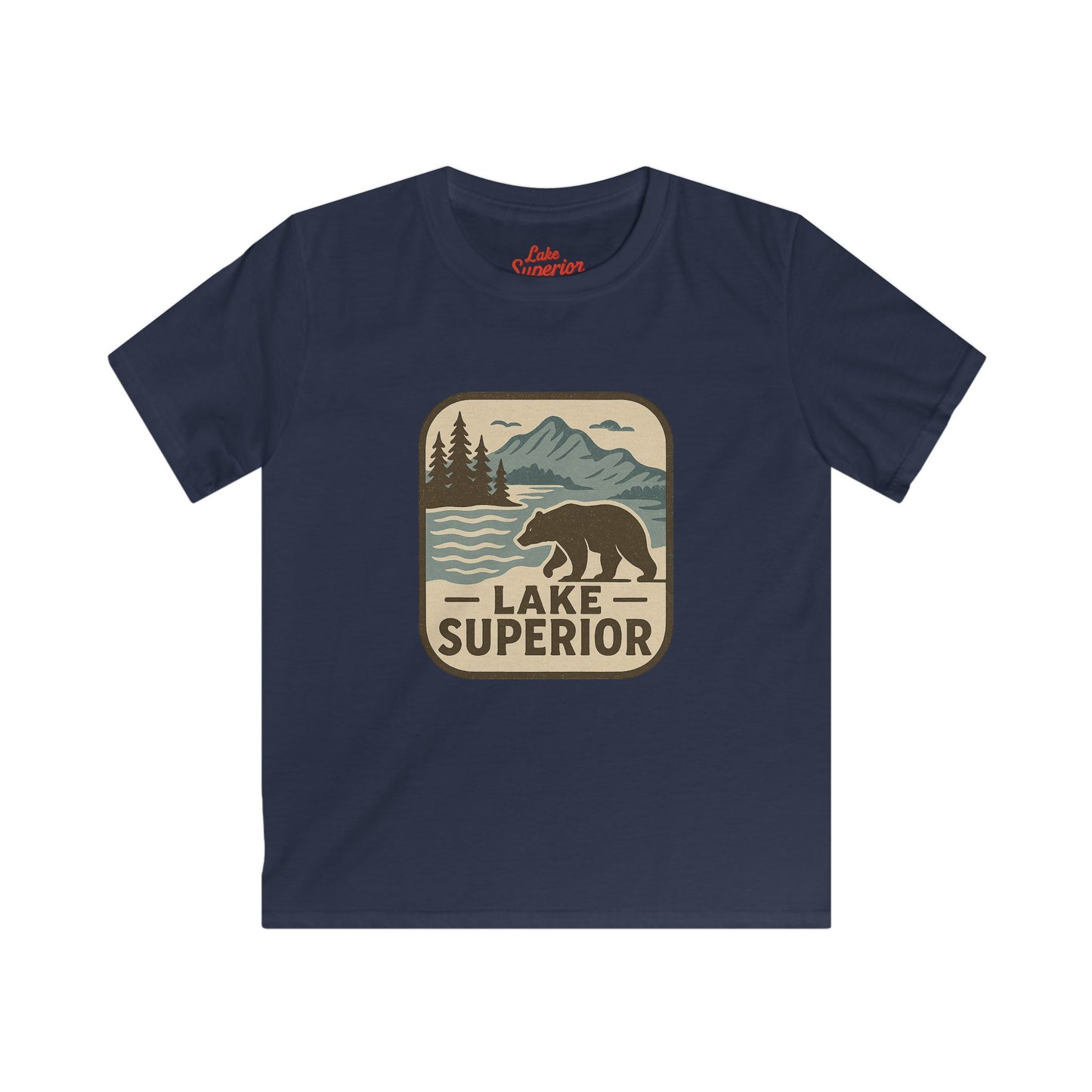 Lake Superior Kids Tee, Softstyle T-Shirt for Children, Summer Adventure Shirt, Lake House Gift, Outdoor Fun Apparel