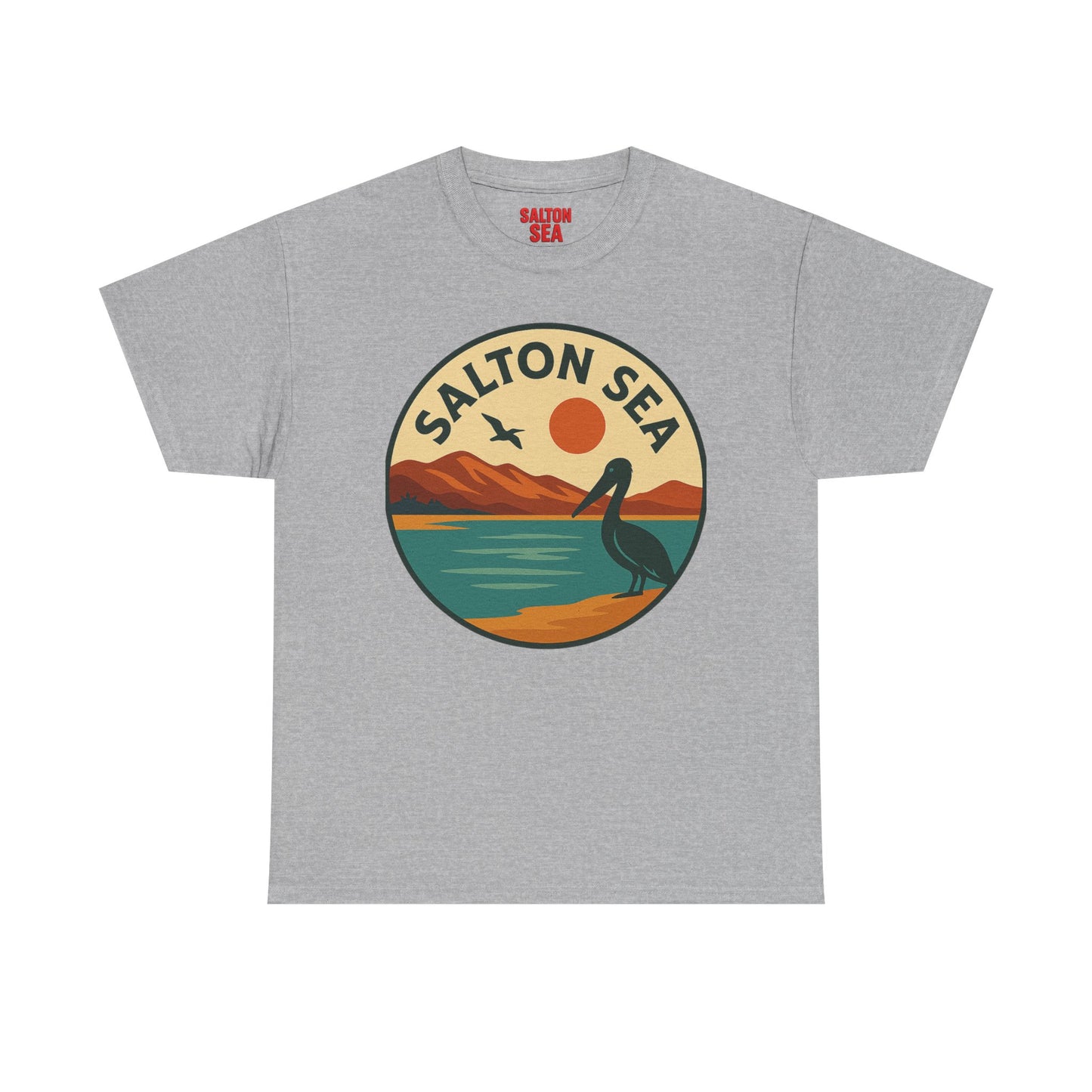 Salton Sea Graphic Tee | Unisex Heavy Cotton T-Shirt, Nature Lover Gift, Lake Adventure Shirt, Outdoor Apparel, Vintage Lake Design