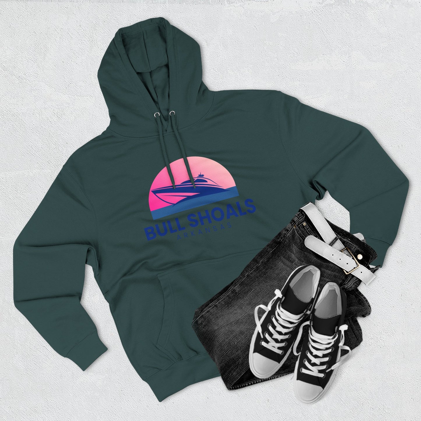 Bull Shoals Vibes Hoodie with Design, Perfect for Autumn Lovers, Comfortable and Stylish, Great Gift for Vacations