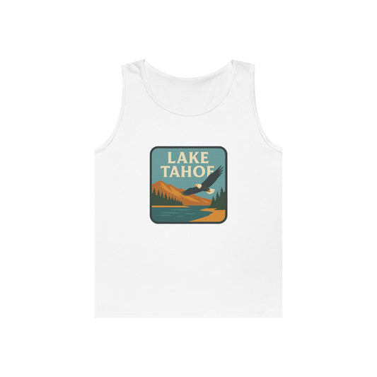 Lake Tahoe Vintage Unisex Heavy Cotton Tank Top, Summer Shirt, Lake Apparel, Outdoor Activity, Gift for Nature Lovers