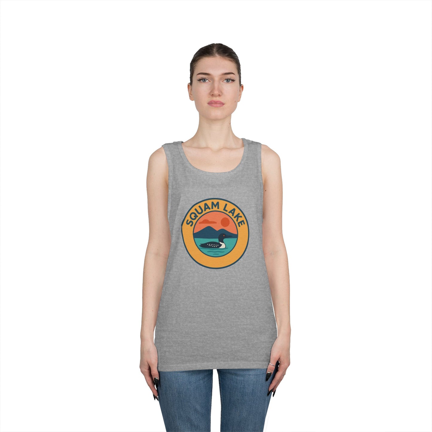 Squam Lake Vintage Unisex Heavy Cotton Tank Top, Summer Shirt, Lake Apparel, Outdoor Activity, Gift for Nature Lovers