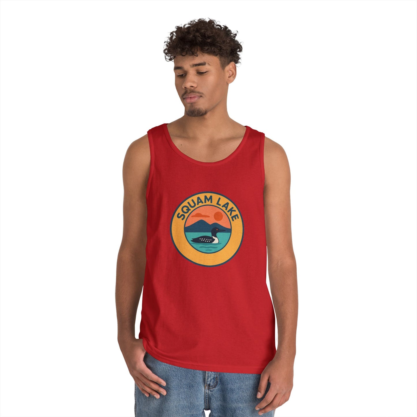 Squam Lake Vintage Unisex Heavy Cotton Tank Top, Summer Shirt, Lake Apparel, Outdoor Activity, Gift for Nature Lovers