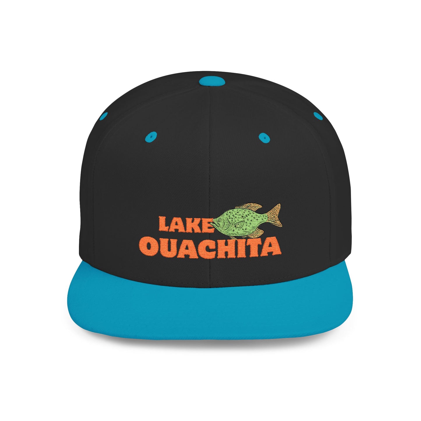 Lake Ouachita Fish Flat Bill Snapback Hat, Fishing Cap, Outdoor Gear, Lake House Gift, Summer Accessories, Stylish Headwear