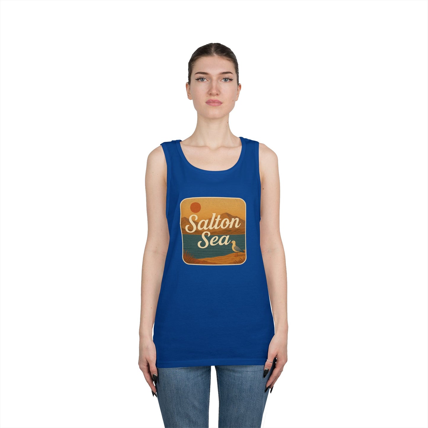 Salton Sea Vintage Unisex Heavy Cotton Tank Top, Summer Shirt, Lake Apparel, Outdoor Activity, Gift for Nature Lovers