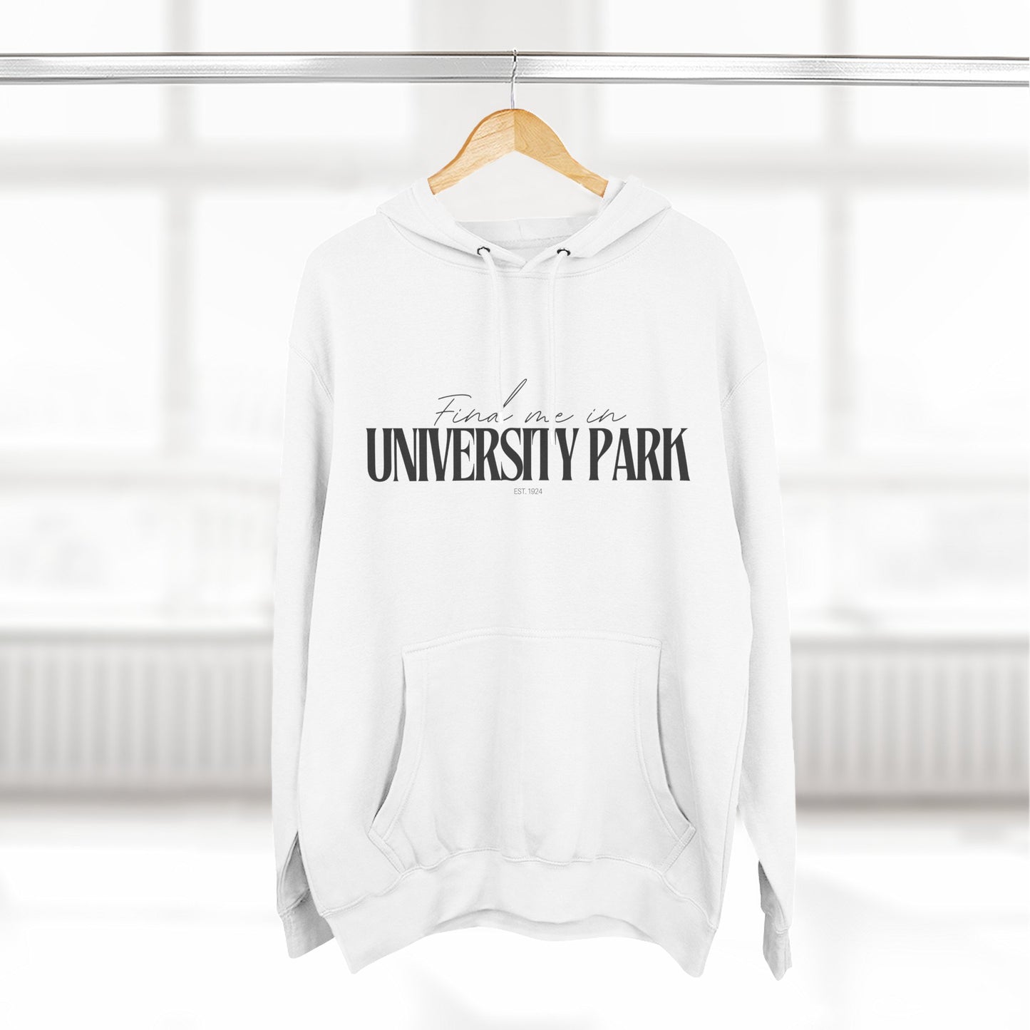 University Park Stylish Three-Panel Fleece Hoodie for Everyday Comfort, Personalized Gift, Casual Wear, Unisex Hoodie, Cozy Fashion