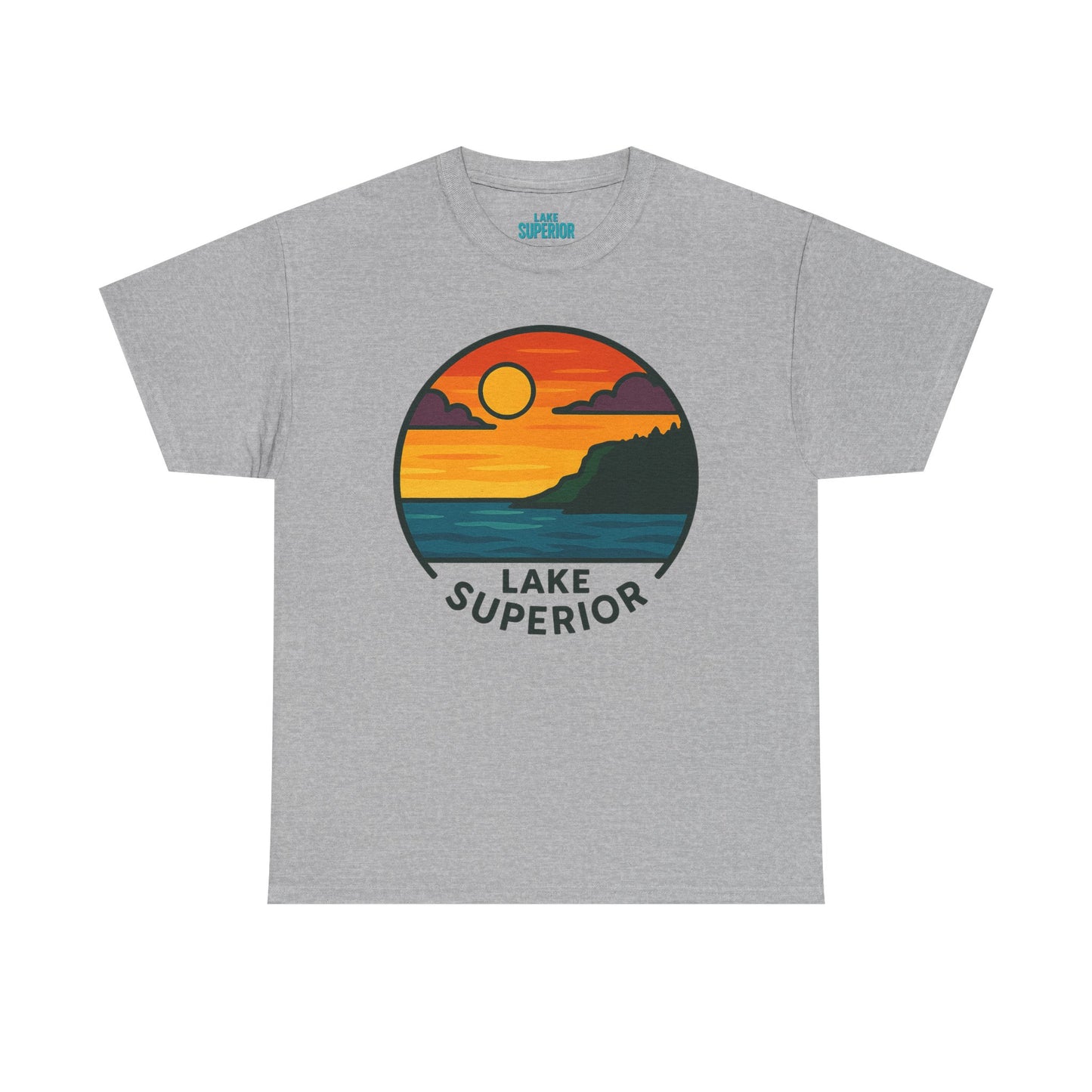 Lake Superior Graphic Tee | Unisex Heavy Cotton T-Shirt, Nature Lover Gift, Lake Adventure Shirt, Outdoor Apparel, Vintage Lake Design