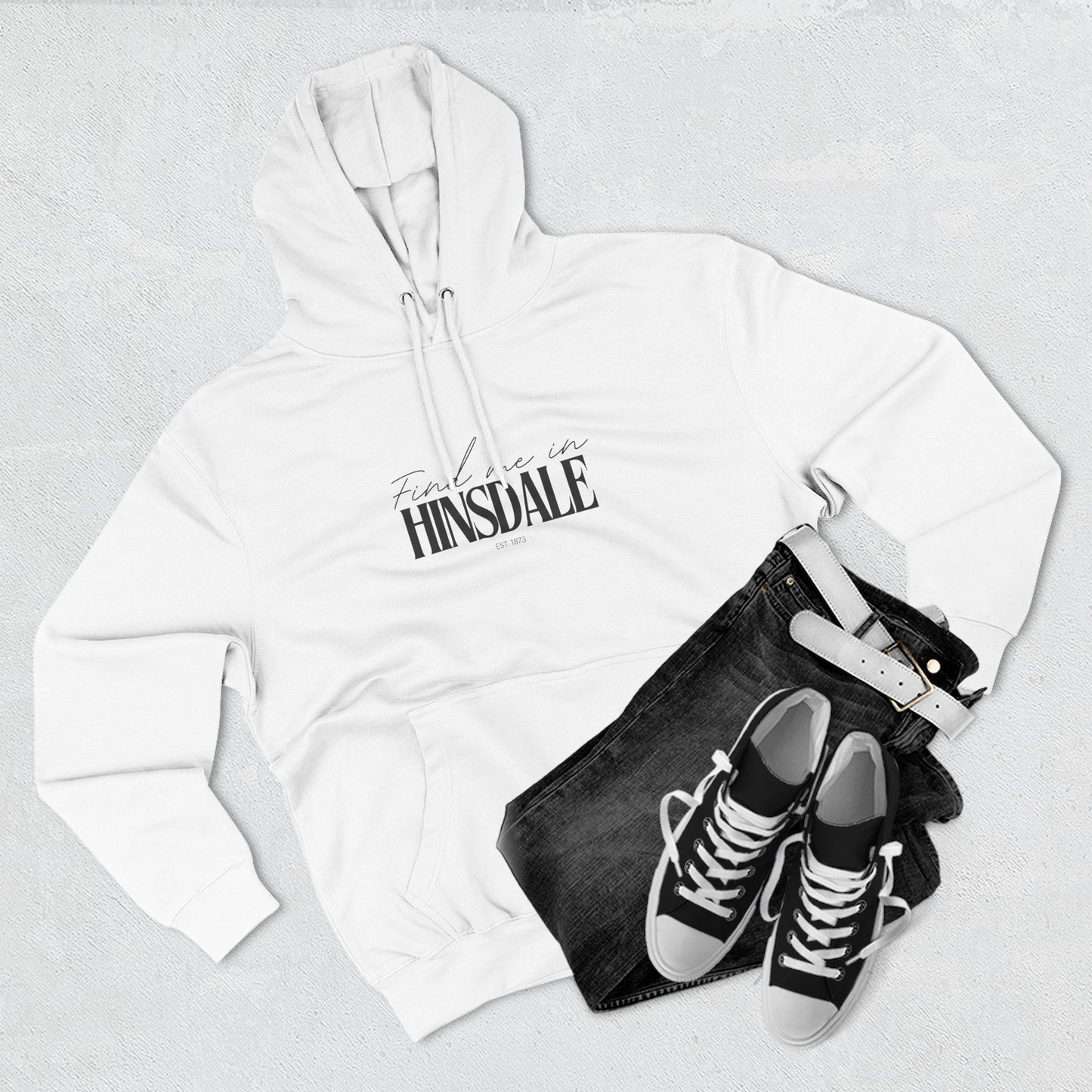 Hinsdale Stylish Three-Panel Fleece Hoodie for Everyday Comfort, Personalized Gift, Casual Wear, Unisex Hoodie, Cozy Fashion