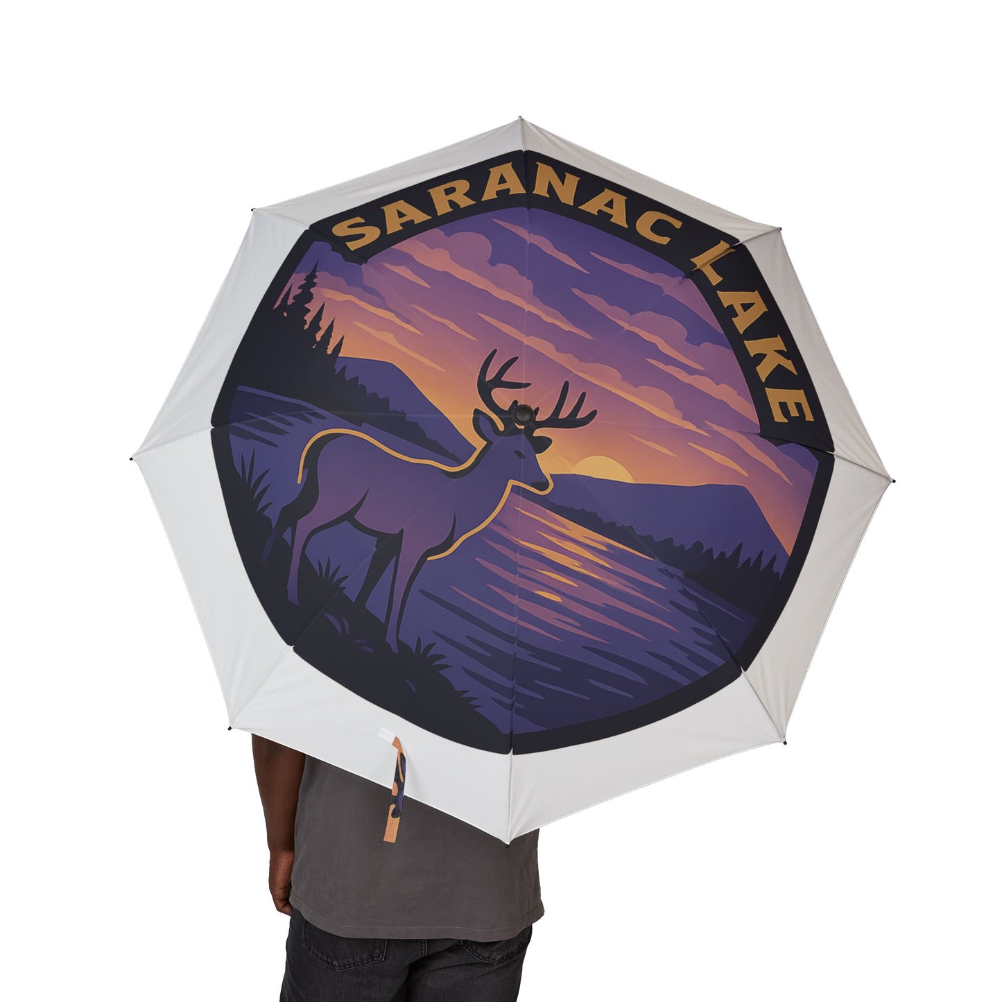 Saranac Lake Semi-Automatic Foldable Umbrella, Travel Umbrella, Outdoor Gear, Gifts for Nature Lovers, Rainy Day Essential