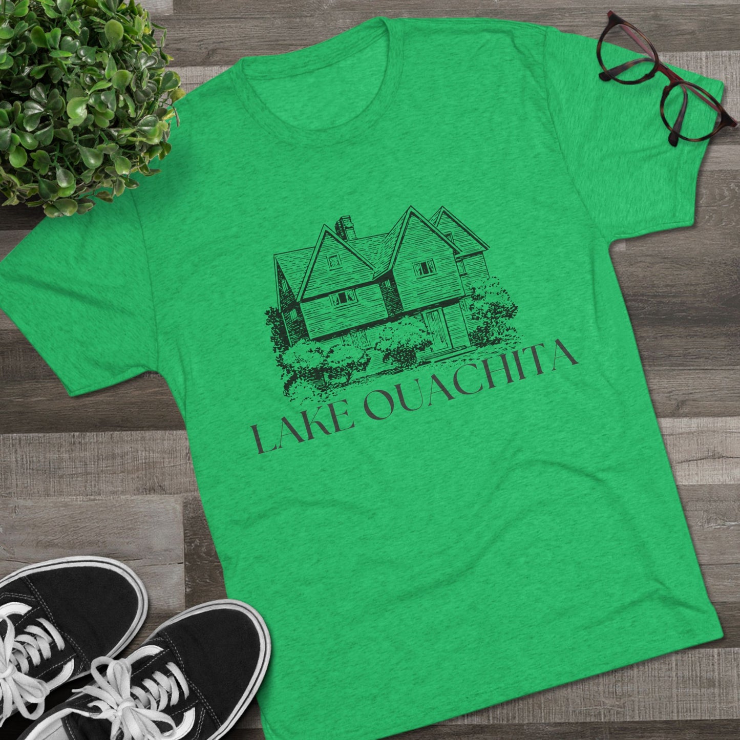 Lake Ouachita Unisex Tri-Blend Crew Tee, Casual T-Shirt, Summer Apparel, Lake House Shirt, Gift for Friends, Travel Tee