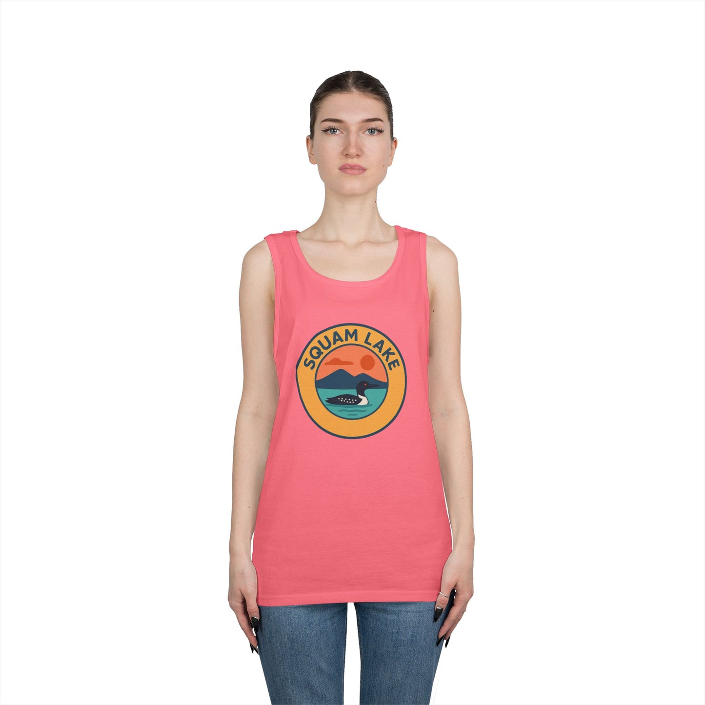 Squam Lake Vintage Unisex Heavy Cotton Tank Top, Summer Shirt, Lake Apparel, Outdoor Activity, Gift for Nature Lovers
