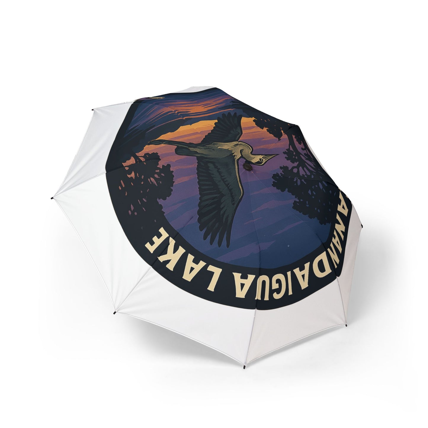 Canandaigua Lake Semi-Automatic Foldable Umbrella, Travel Umbrella, Outdoor Gear, Gifts for Nature Lovers, Rainy Day Essential