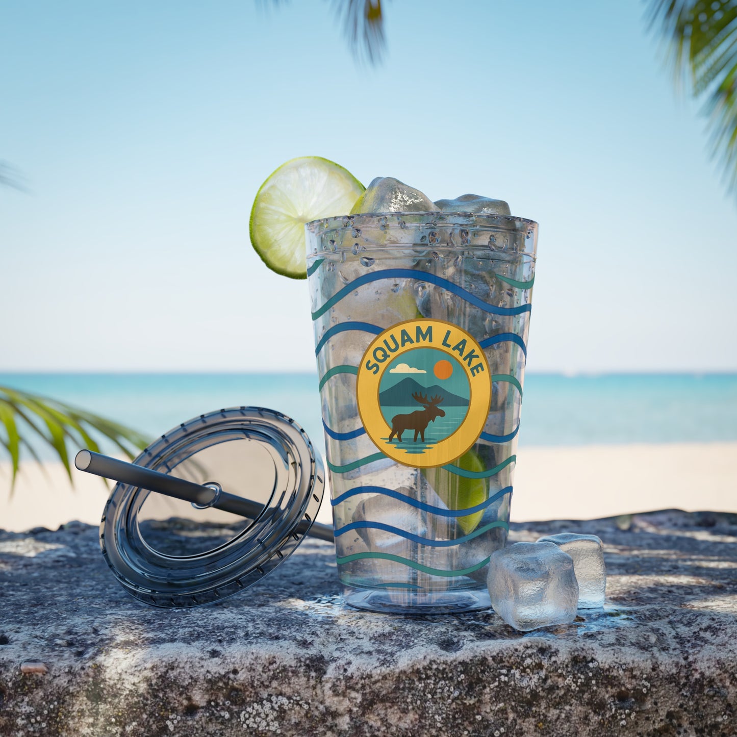 Sunsplash Tumbler, 16oz Clear Drink Cup for Outdoor Adventures, Customizable Travel Mug, Perfect for Summer Fun, Eco-Friendly Beverage [...]