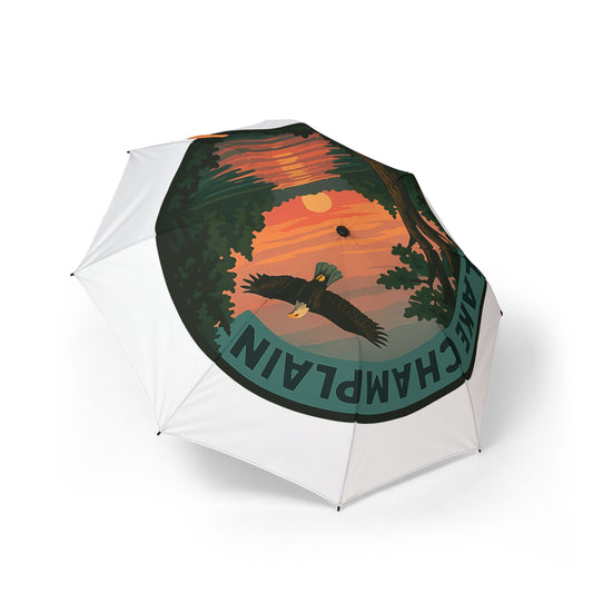 Lake Champlain Semi-Automatic Foldable Umbrella, Travel Umbrella, Outdoor Gear, Gifts for Nature Lovers, Rainy Day Essential