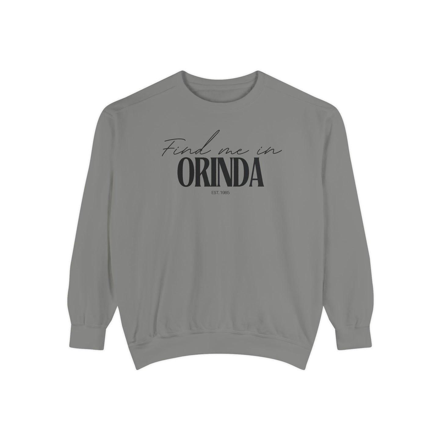 Orinda Cozy Sweatshirt, Unisex Garment-Dyed Crew, Casual Wear, Gift for Friends, Fall Fashion, Lounge Style