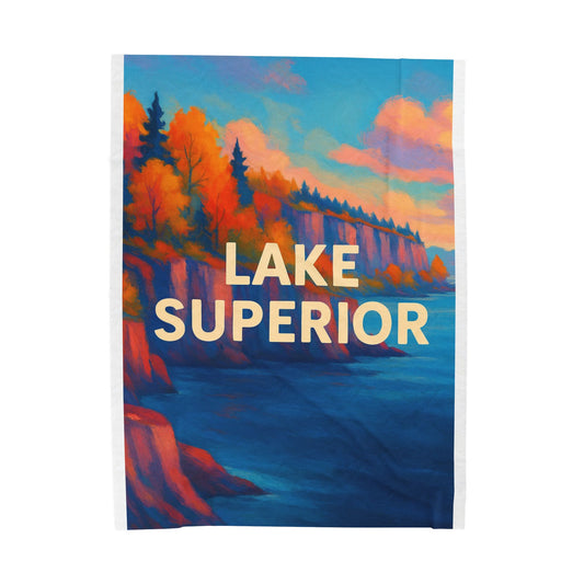 Lake Superior Velveteen Plush Blanket