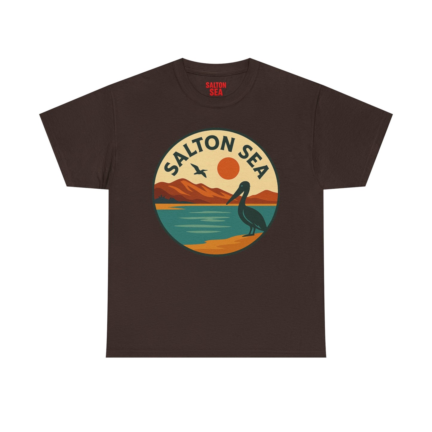 Salton Sea Graphic Tee | Unisex Heavy Cotton T-Shirt, Nature Lover Gift, Lake Adventure Shirt, Outdoor Apparel, Vintage Lake Design