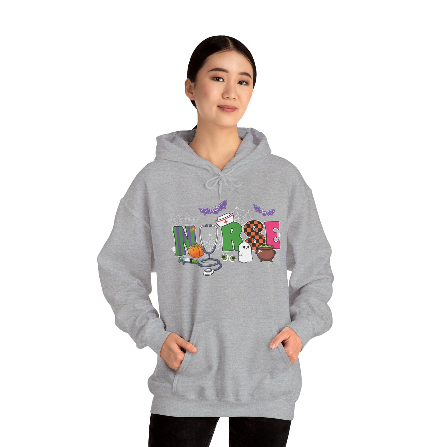 Nurse Whimsical Halloween Hooded Sweatshirt, Fall Fashion, Cozy Sweater Gift, Unisex Hoodie, Halloween Apparel