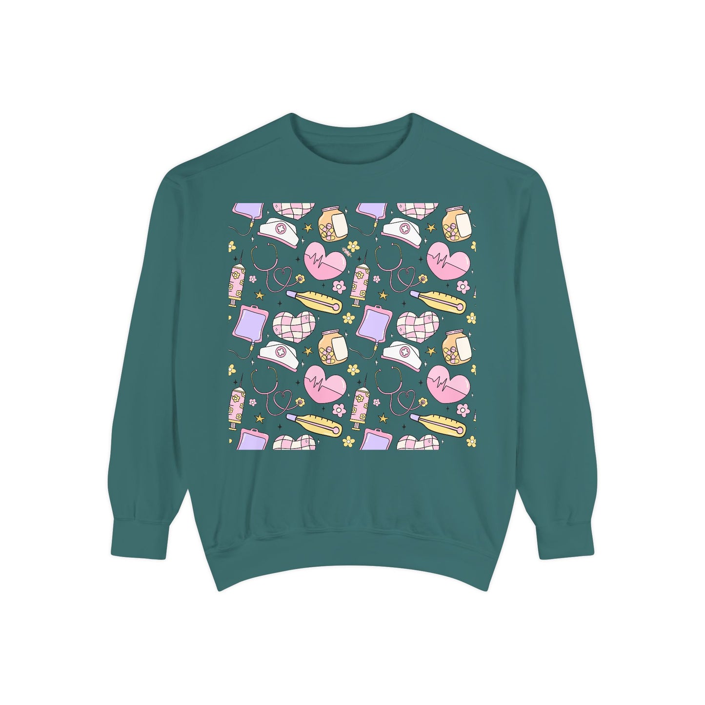 Nurse Cute Patterned Unisex Sweatshirt - Cozy Gift for Her, Trendy Casual Wear, Perfect for Fall, Spring, Birthdays, Love, Friendship