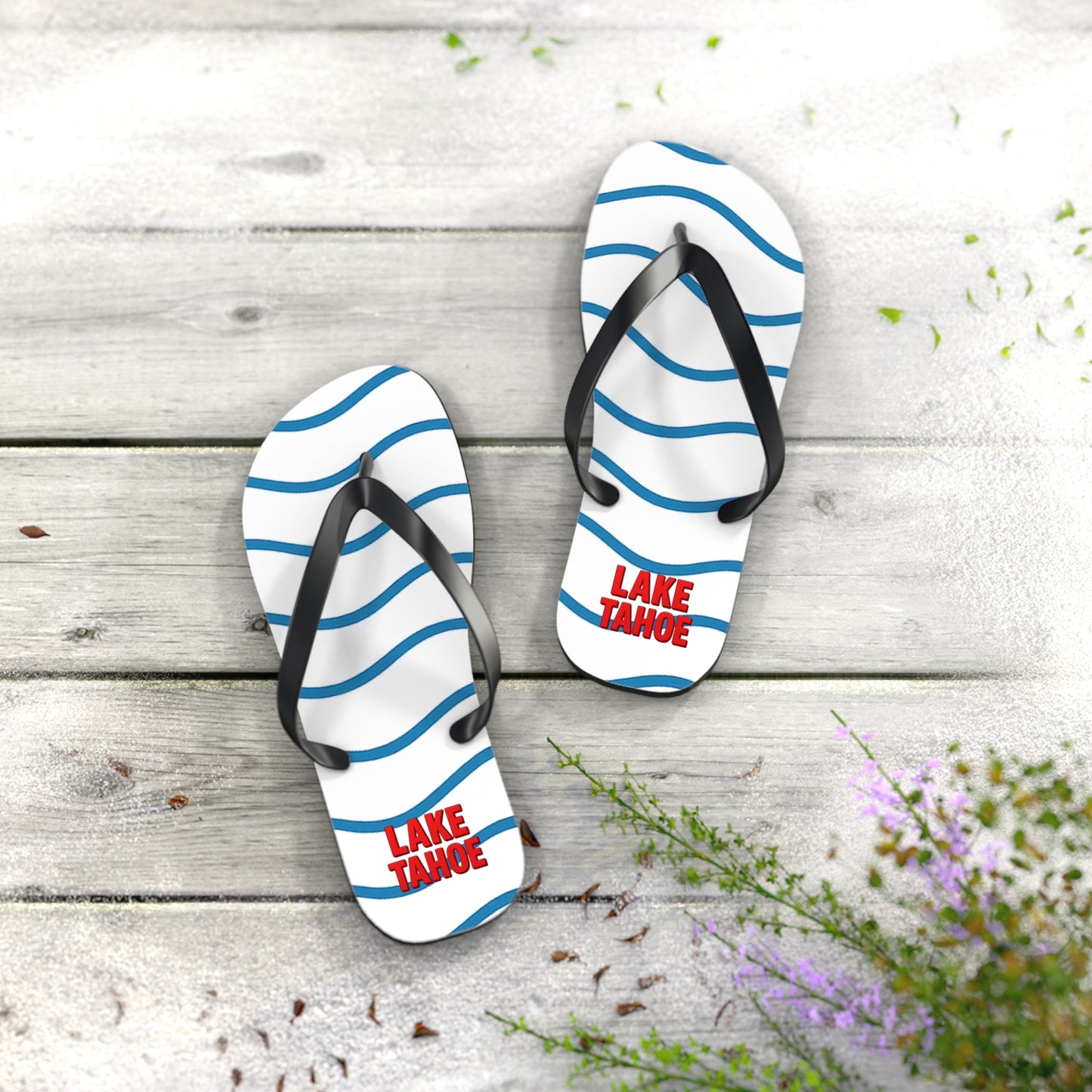 Lake Tahoe Beachy Vibes Flip Flops - Summer Sandals, Poolside Footwear, Vacation Essentials, Casual Summer Shoes, Beach Accessories