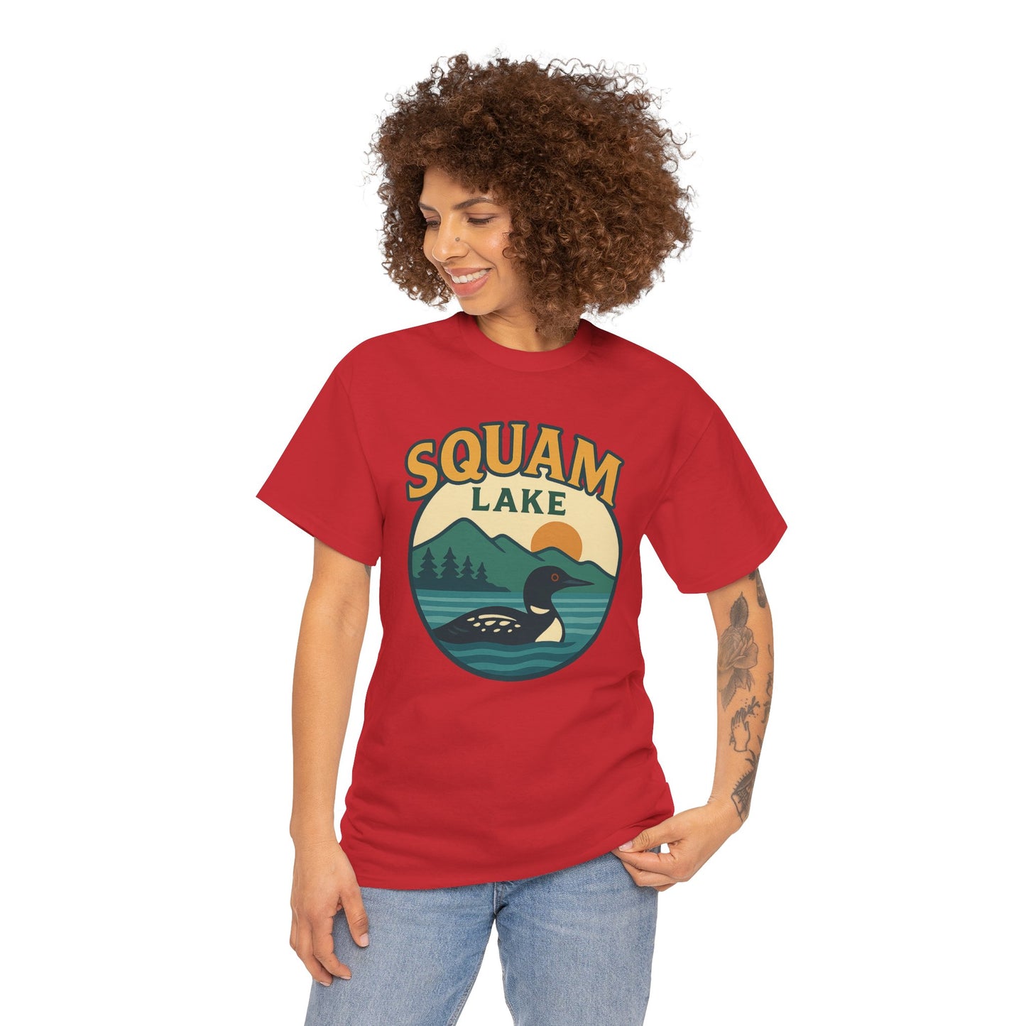 Squam Lake Graphic Tee | Unisex Heavy Cotton T-Shirt, Nature Lover Gift, Lake Adventure Shirt, Outdoor Apparel, Vintage Lake Design