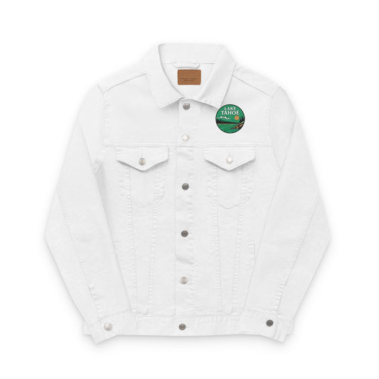 Lake Tahoe Unisex Embroidered Denim Jacket - Trendy Fall Fashion, Casual Layering, Everyday Wear, Stylish Gift, Unique Statement Piece