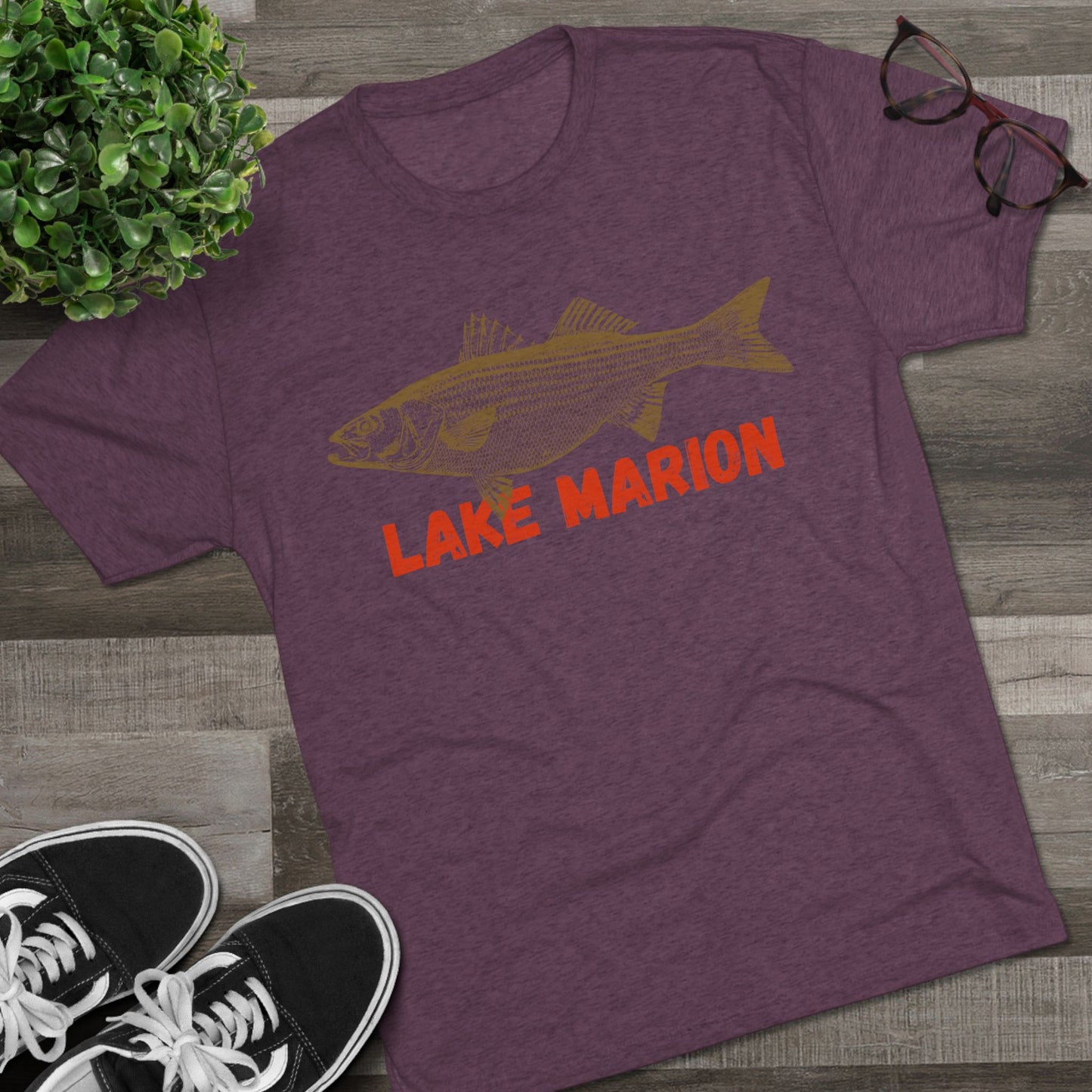 Lake Marion Fishing Tee, Unisex Crew Neck Shirt, Summer Lake Apparel, Gift for Fishermen, Outdoor Adventure T-Shirt, Lake House Style