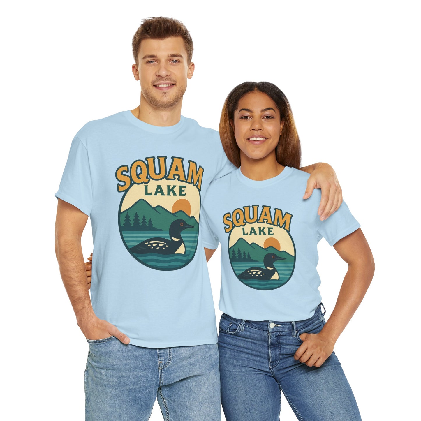 Squam Lake Graphic Tee | Unisex Heavy Cotton T-Shirt, Nature Lover Gift, Lake Adventure Shirt, Outdoor Apparel, Vintage Lake Design