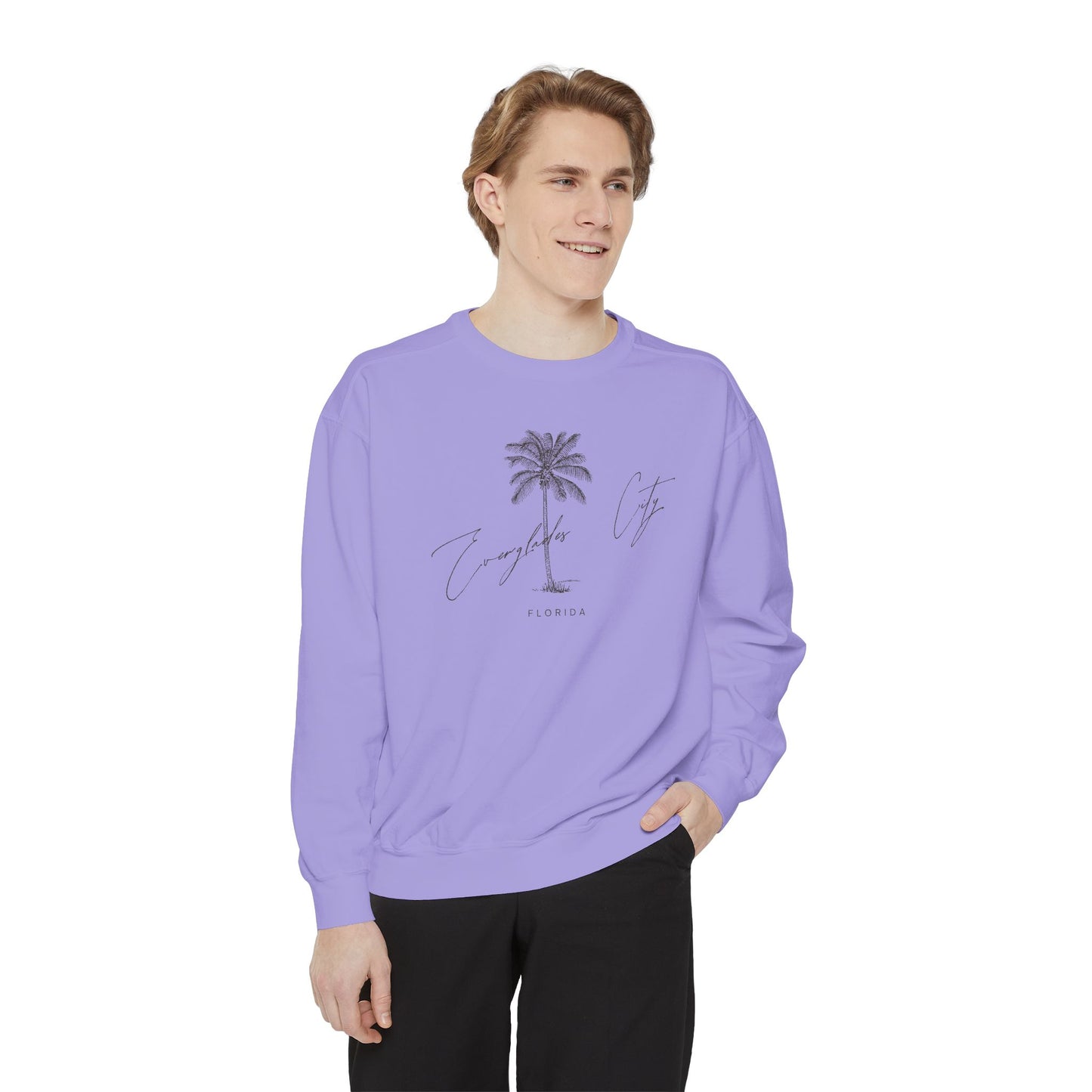 Everglades City Chill Vibes Sweatshirt - Unisex Garment-Dyed Style, Perfect for Lounging