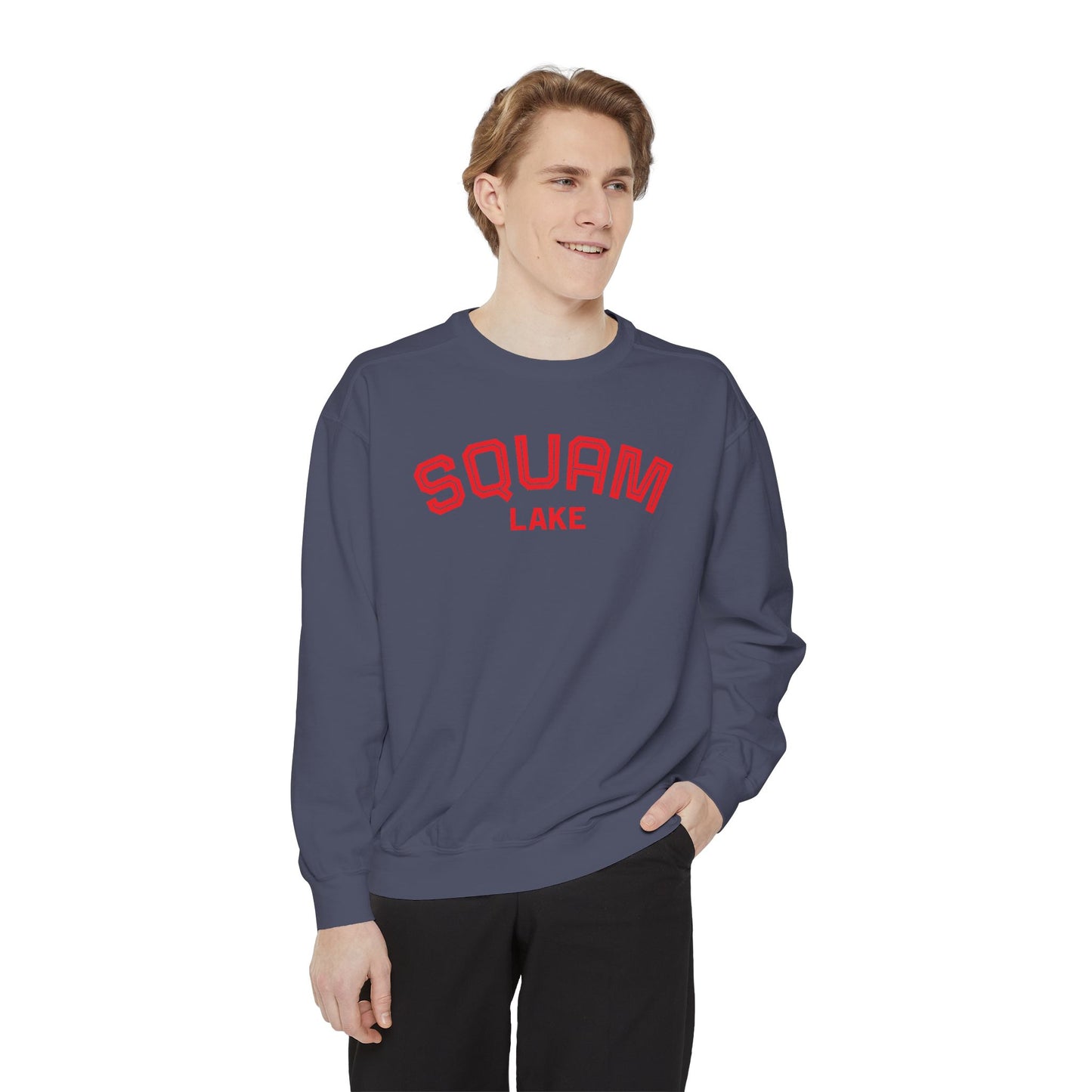 Squam Lake Unisex Garment-Dyed Sweatshirt, Cozy Casual Wear, Perfect for Lakeside Gatherings, Great for Fall, Gift for Nature Lovers