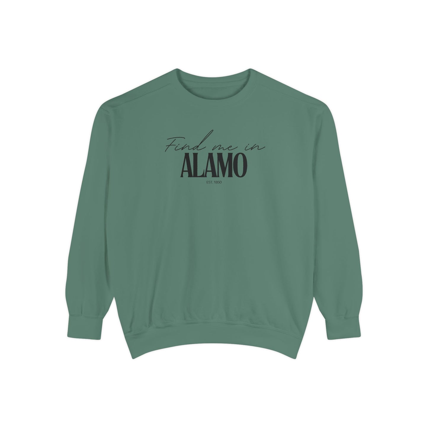 Alamo Cozy Sweatshirt, Unisex Garment-Dyed Crew, Casual Wear, Gift for Friends, Fall Fashion, Lounge Style