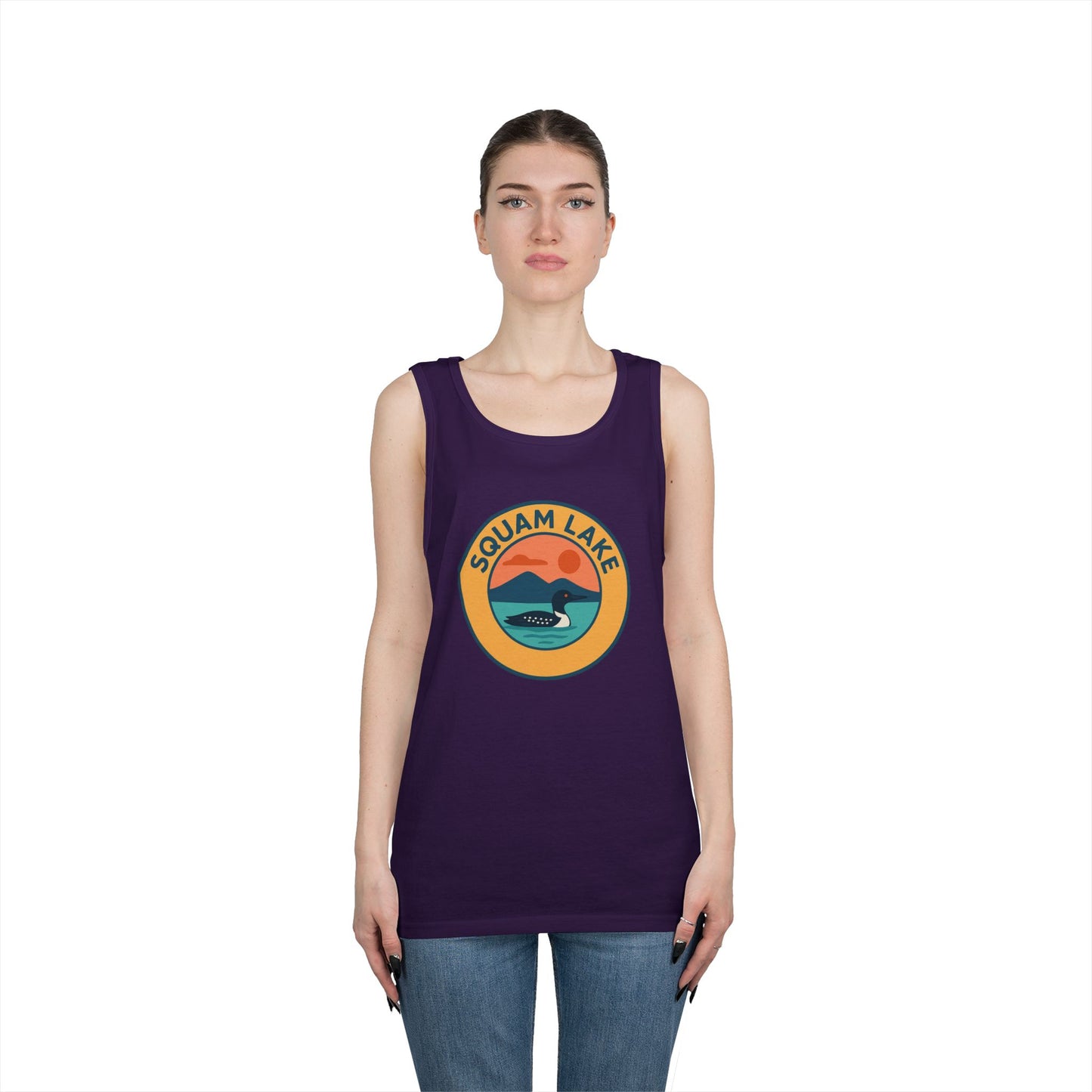 Squam Lake Vintage Unisex Heavy Cotton Tank Top, Summer Shirt, Lake Apparel, Outdoor Activity, Gift for Nature Lovers
