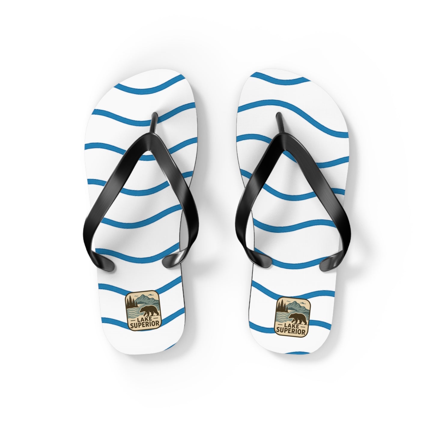Lake Superior Beachy Vibes Flip Flops - Summer Sandals, Poolside Footwear, Vacation Essentials, Casual Summer Shoes, Beach Accessories